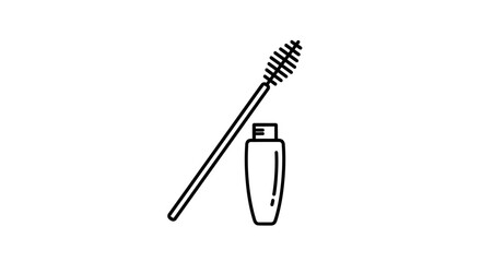 Simple Black Line Art Mascara and Brush Icon