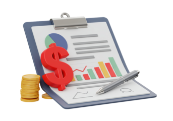 Isolated Business finances report, analysis and accounting clip board with dollar icon
