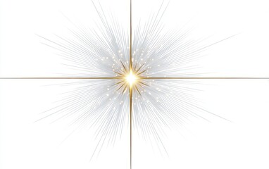 Central radiating light burst on white