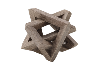 Intricate wooden star-like puzzle