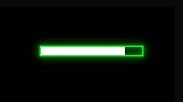 Abstract neon loading icon animation . Loading bar and percentage Futuristic progress loading bar 0-100 percent. 
