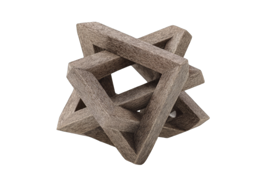 Intricate wooden star-like puzzle