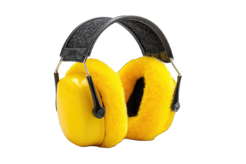 Yellow earmuffs with gray headband