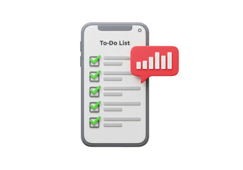 Isolated digital task list, completed to-do checklist, project success, finished task