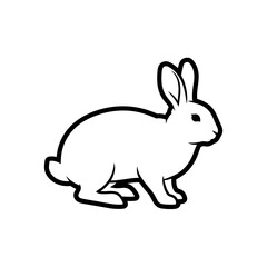 Simple Black and White Silhouette of a Rabbit