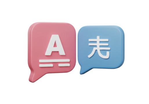 Isolated translation dialog bubbles, conversation in two languages, localization icon
