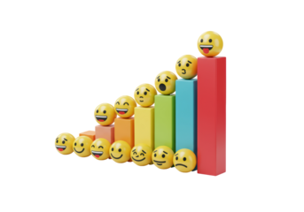 Isolated success growth chart with emojis for business concept and progress report