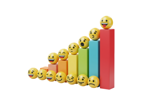 Isolated success growth chart with emojis for business concept and progress report