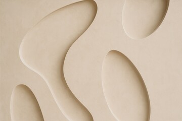 Abstract Beige Wall: A serene, minimalist shot that captures the organic forms and subtle textures of an elegantly crafted beige wall, evoking a sense of calm and sophistication. 