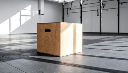Wooden Plyometric Box in a Bright Gym