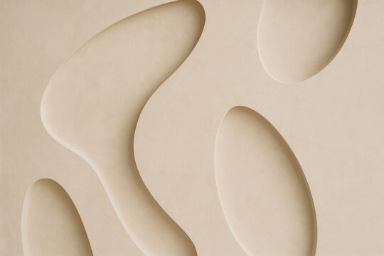 Abstract Beige Wall: A serene, minimalist shot that captures the organic forms and subtle textures of an elegantly crafted beige wall, evoking a sense of calm and sophistication. 