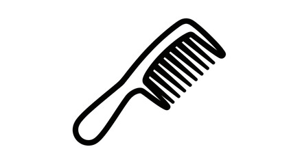 Black Outline Comb with Handle and Teeth