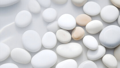 White and Light Grey Smooth Stones on a Pale Background