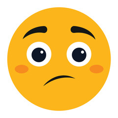 Fototapeta premium Yellow Emoji with Sad Face Expression, Arched Eyebrows, Round Cheeks, and Downcast Mouth