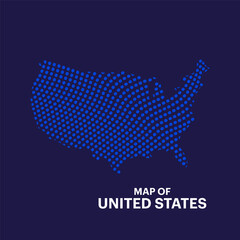 Obraz premium Creative style vector map of United States with lines. Simple dotted line art US map abstract vector illustration isolated on dark background - EPS 10