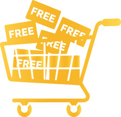 Golden silhouette of shopping trolley with free boxes vector