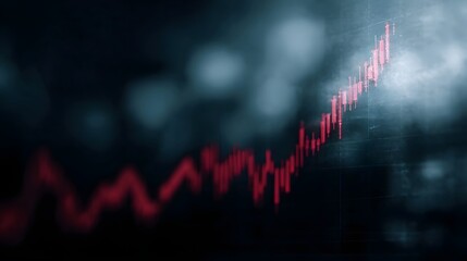 Upward financial chart against a dark industrial background