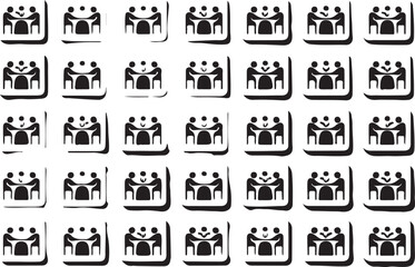 A fun seamless vector pattern with cartoon people and animal icons