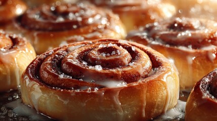 Closeup delicious cinnamon rolls