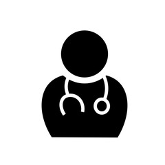 Doctor Icon Line Art – Medical Professional with Stethoscope Vector