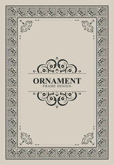 Ornate Line Art Ornament Frame Design with Geometric Border