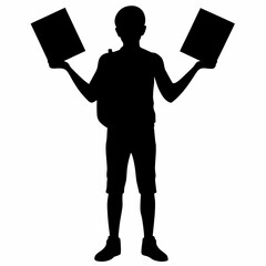 Fototapeta premium Silhouette Man Holding Books