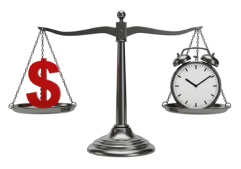 Isolated Scale balancing time and money financial planning investment growth success