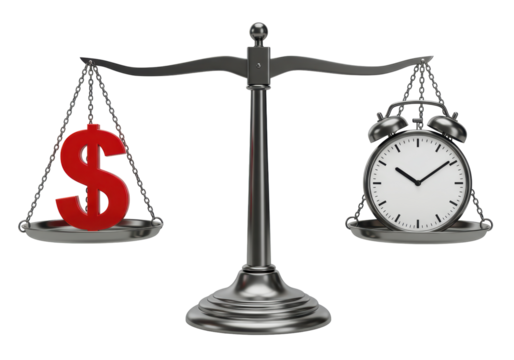 Isolated Scale balancing time and money financial planning investment growth success