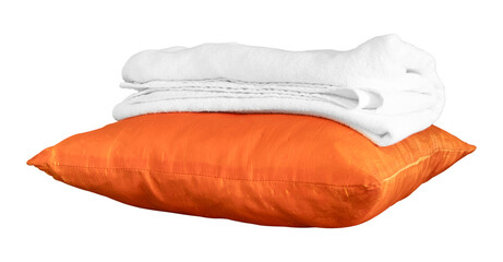 Pillow and towel isolated on transparent background, PNG File