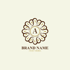 Naklejka premium Elegant Decorative Initial A Flower Shape Ornament Logo Design