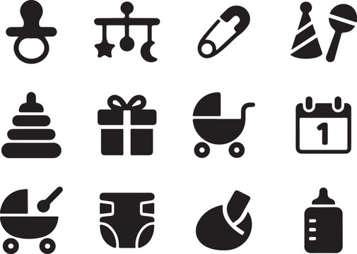 Baby accessories Icon Set &ndash; Baby, Family & Parenting Vector Collection