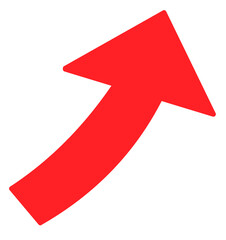 An arrow pointing upwards in an arc