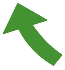 An arrow pointing upwards in an arc