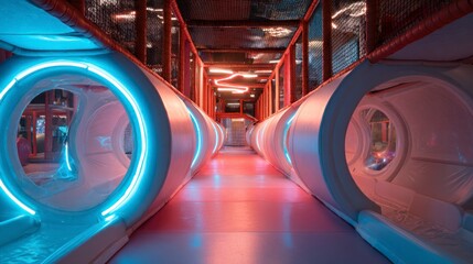 Colorful play area tunnels for kids