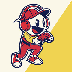 Comic-style vector illustration of a superhero boy character running during a sport