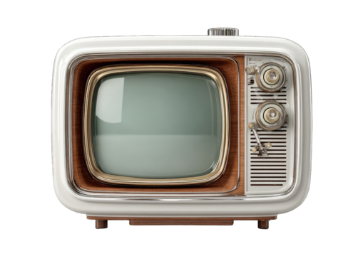 Retro TV, vintage style, white and wood casing