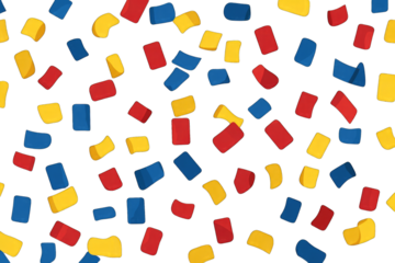 Abstract pattern of scattered, colorful blocks