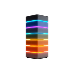 Abstract Stacked Cubes with Neon Lights - Modern Technology Concept