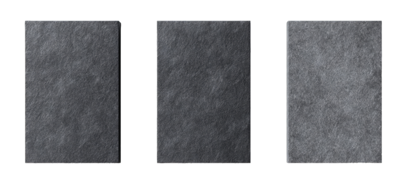 Three gray textured rectangles