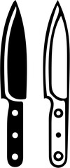 vector illustration kitchen Knife Icon Set Silhouette and Line Art, isolated on white