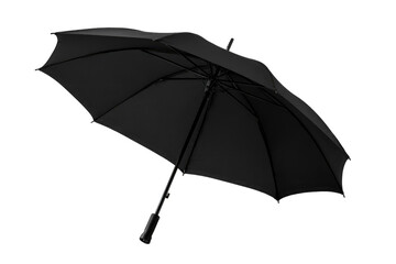 Black umbrella open, angled view