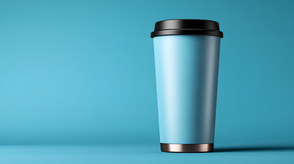 Mockup of plastic tumbler with double insulation wall, blank design for sticker overlay