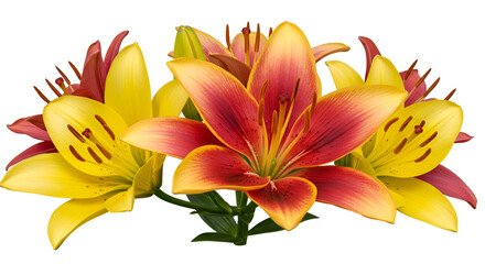 Vibrant Orange And Yellow Lily Flowers Blooming In Garden