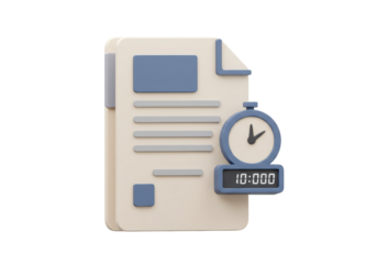 Isolated Timed Document with Clock and Digital Display for Project Deadline Alert, Deadline