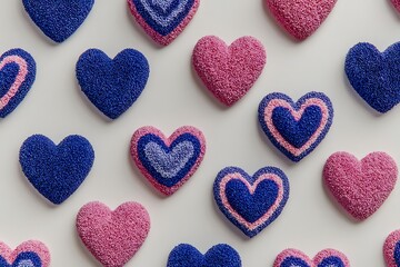 Fototapeta premium Textured Heart Candy Pattern Valentines Day with Love Romance Background.