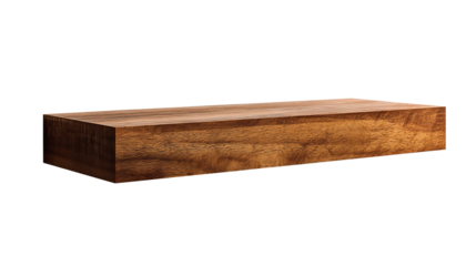 Rectangular shelf design featuring matte woodgrain surface and precise geometry, brandless and versatile, isolated on transparent background.
