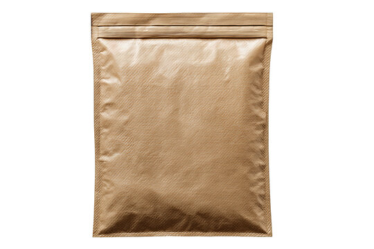 Blank bubble mailer with smooth kraft finish and clean rectangular form, lightweight and protective, isolated on transparent background.
