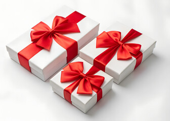 Festive Gift Boxes with Red Bows.