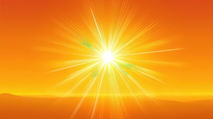 Fototapeta premium Vibrant Orange Sunset Sunburst Graphic Design