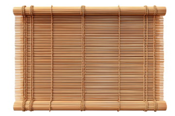Traditional sushi mat made of bamboo with fine fiber detail, brandless and reusable kitchen tool, isolated on transparent background.
